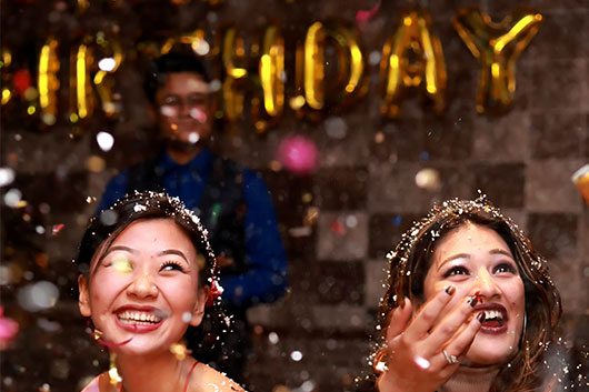 friends enjoying a birthday party