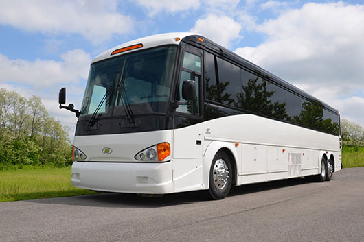 white charter bus exterior